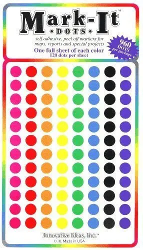 Map Dot Stickers - Assorted Opaque Colors - 1/4" Diameter 1