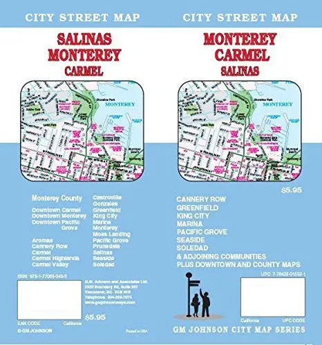 Monterey / Carmel / Salinas, California Street Map (Laminated) 1