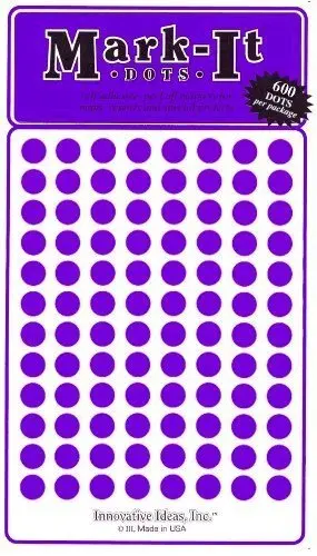 Medium 1/4" Removable Mark-It Brand Dots For Maps, Reports Or Projects - Purple 1