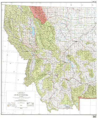 State Of Montana West Half Base Map With Highways And Contours [Map] 1