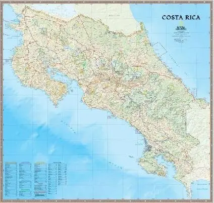 Large Costa Rica Wall Map By National Geographic, Non-Laminated (36" By 39") 1