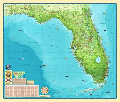 State Of Florida Colorful Wall Map *Laminated* 42"X36" [Map] Compart Maps 1