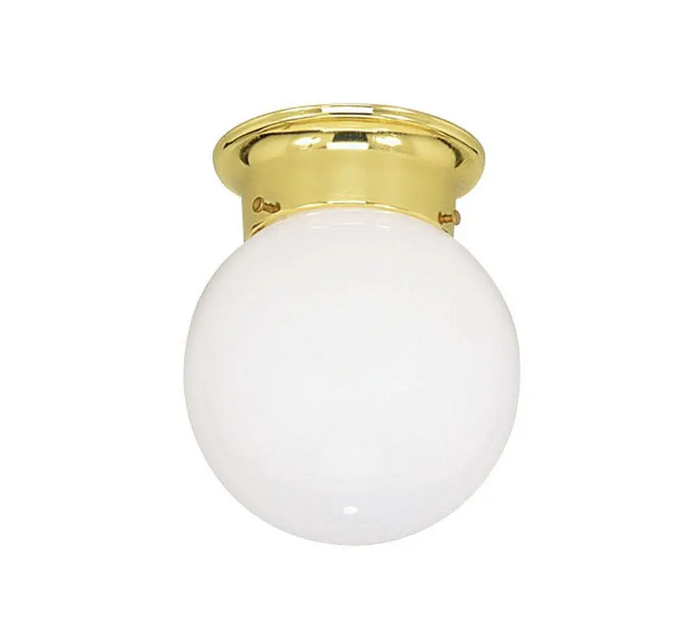 Livex Lighting 7004-02 Polished Brass 1 Light 60W Flushmount Ceiling Light With Medium Bulb Base And Opal Glass From Ceiling Mounts Series Ceiling Mountscollection 1