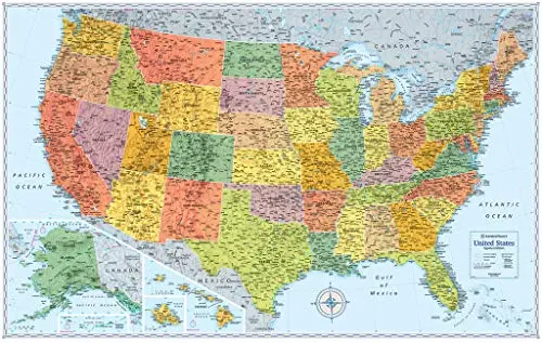 Signature Edition U.S. Wall Map Dry Erase Laminated Rolled 1