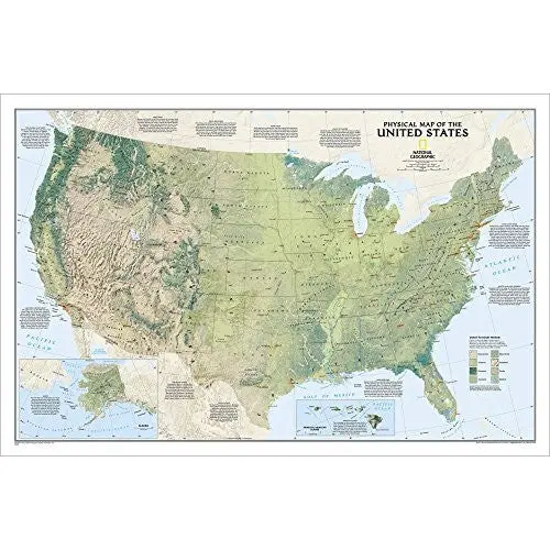 United States Physical Wall Map [Map] National Geographic Maps 1