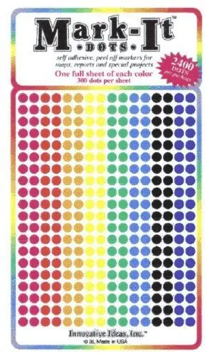 Just Mark-It! Map Dot Stickers - Assorted Opaque Colors - 1/8" Diameter 1