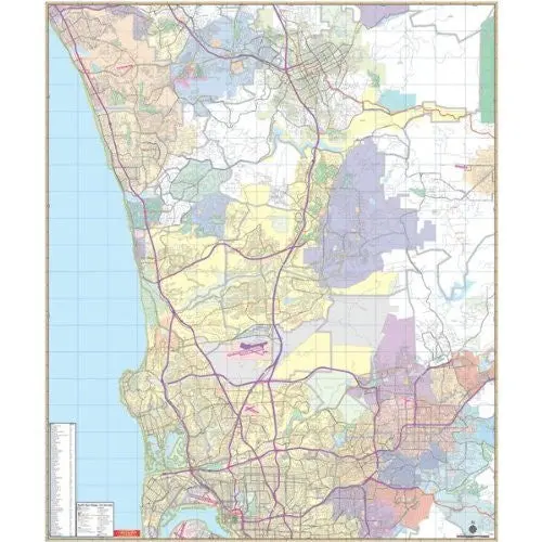 Universal Map 762552271 San Diego Ca North Vicinity Wall Map Railed [Office Product] 1