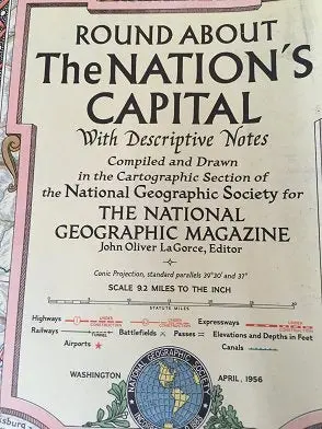 Round About The Nation's Capital With Descriptive Notes (National Geographic Magazine, Vol. Cix, No. 4, April 1956) [Map] 1