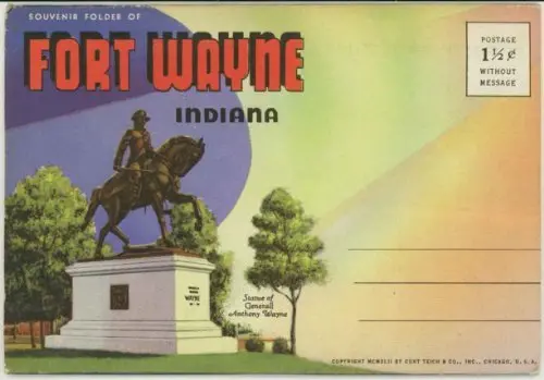 Fort Wayne Indiana (1940'S Souvenir Postcard Folder) #D-6779 [Cards] George Rogers Clark 1
