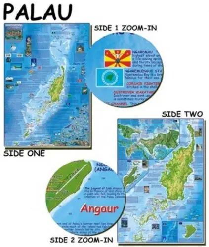 Franko Maps Palau Map For Scuba Divers And Snorkelers 1