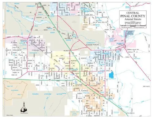 Central Pinal County Arterial Streets Gloss Laminated [Map] Phoenix Mapping Service 1