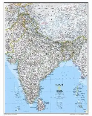 India Classic Wall Map Map Type: Standard (23" X 30") 1