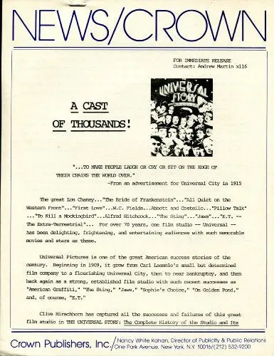 The Universal Story: The Complete History Of The Studio And Its 2,641 Films Hirschhorn, Clive 1