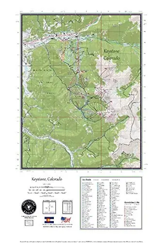 Keystone Colorado Ski Area Topographic Keepsake Poster Map (With Ski Runs, Lifts And Gondolas; Hiking Trails, Topo Markings & Elevation Markings) 1