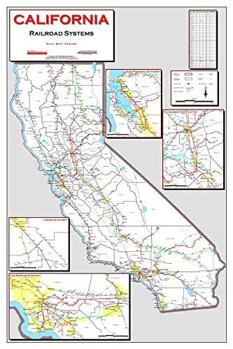 California Railroad Systems Gloss Laminated Wall Map [Map] Railroad Information Services 1