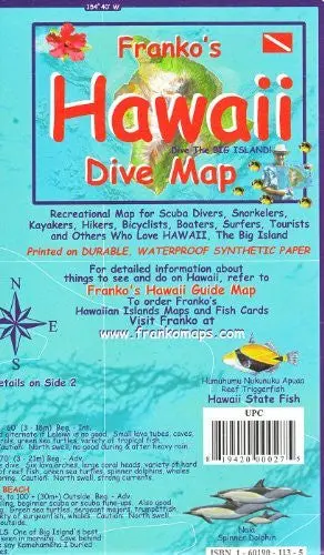 Franko's Dive Map Of Hawaii, The Big Island [Map] Frank Nielsen 1