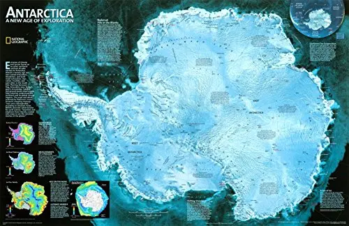 Antarctica Satellite Map Poster 31 X 20In 1