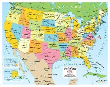 Colorful Political United States Desk Map Paper, Non-Laminated [Map] Phoenix Mapping Service 1