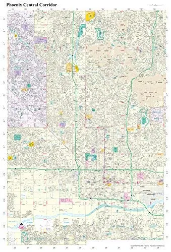 Phoenix Central Corridor Full-Size Dry Erase Ready-To-Hang [Map] Phoenix Mapping Service And Doug Minnis 1