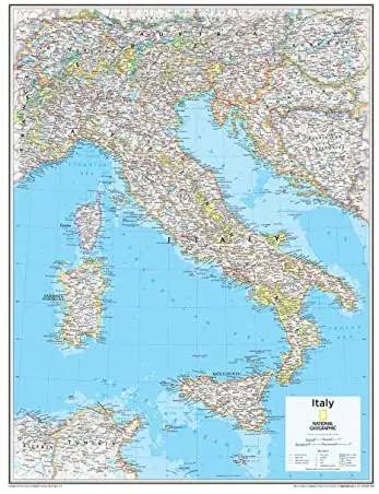 National Geographic: Italy Wall Map - 22 X 28 Inches - Paper Rolled 1