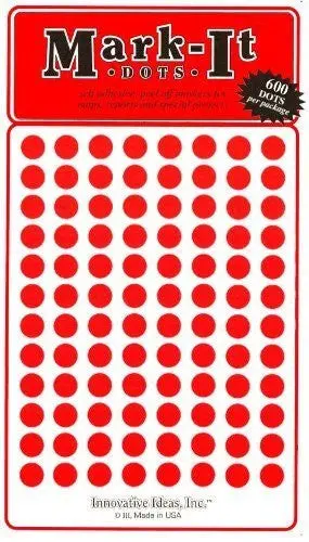 Innovative Ideas Medium 1/4" Removable Mark-It Brand Dots - Red, 600 Count 1