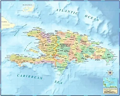 Dominican Republic/Haiti (Hispaniola) Wall Map *Laminated* 36"X45" [Map] Compart Maps 1