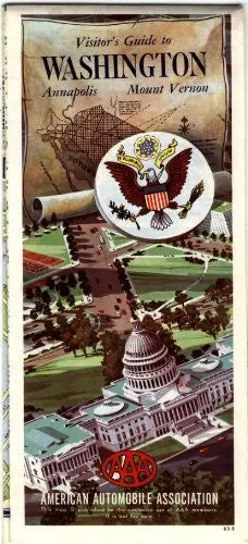 Visitor's Guide To Washington. Annapolis. Mount Vernon [Map] American Automobile Association 1