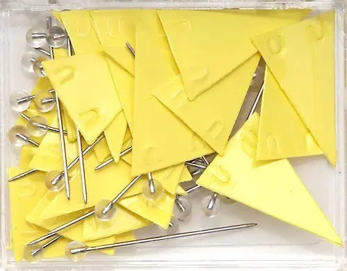2 X Moore Yellow Pennant Map Push Pins 1