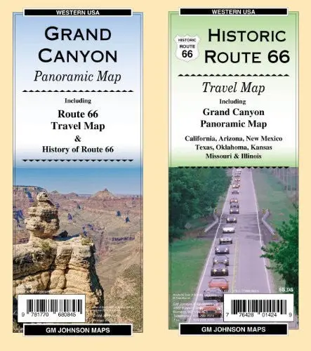 Route 66 Travel Map & Grand Canyon Recreation Map 1