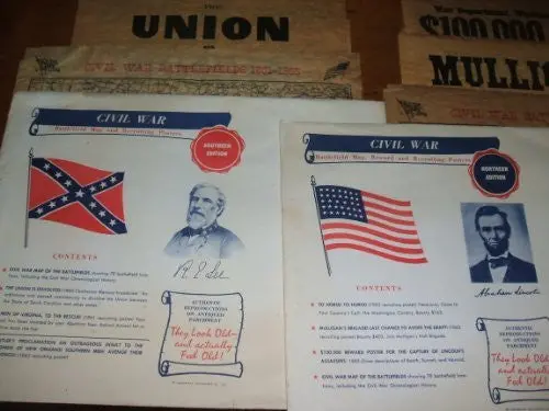 Civil War. Battlefield Map And Recruiting Posters. Southern Edition. American History, Authentic Reproductions On Antiqued Parchment. [Map] 1