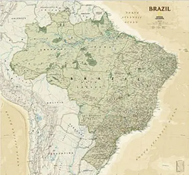 National Geographic Maps Re01020612 Brazil Executive Wall Map - Tubed 1