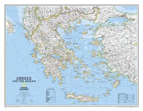 Greece Classic Political Reference Wall Map Ready-To-Hang 1