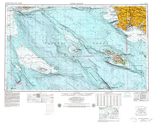Long Beach, California Topographic - Bathymetric 1:250,000 Quadrangle [Map] United States Geological Society 1