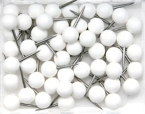 1/4 Inch Map Tacks - White 1