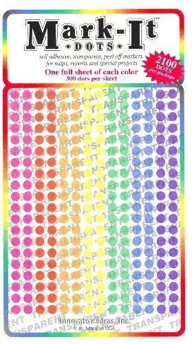 Small Map Dot Stickers - Assorted Colors (Self-Adhesive - Translucent - 1/8" Diameter) Just Mark-It! 1