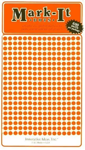 Small 1/8" Removable Mark-It Brand Dots For Maps, Reports Or Projects - Orange 1