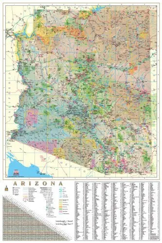 Arizona Wallmap With Index [Map] Phoenix Mapping Service 1