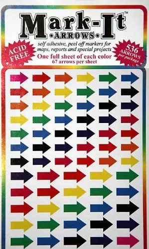 Arrow Shaped Map Dot Stickers - Assorted Colors 1