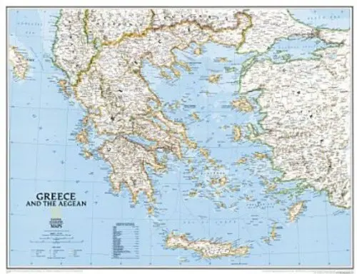 Greece Political Reference Wall Map Matte Ready-To-Hang 1