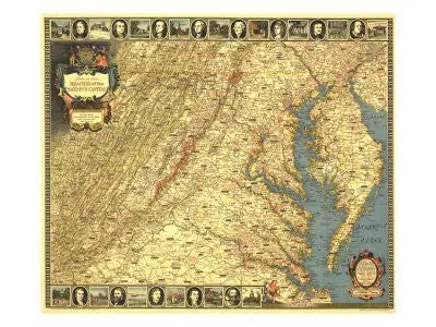 Historic And Scenic Reaches Of The Nation's Capital: Full-Color Map With Cartouche And Pictorial Borders. [Unknown Binding] 1