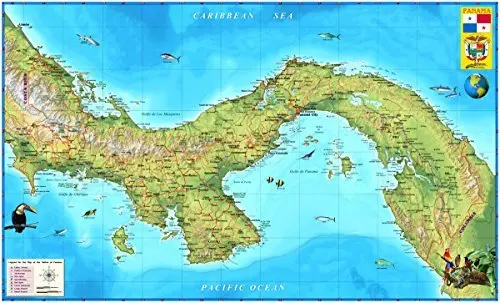Colorful Panama Physical Wall Map *Laminated* 36"X60" [Map] Compart Maps 1