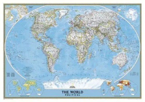 World Classic Political Full-Size Wall Map (Tubed Paper/Non-Laminated) 1