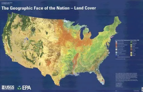 The Geographic Face Of The Nation- Land Cover U.S. Geological Survey 1