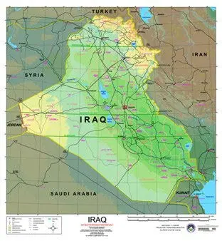 Iraq Wall Map Gloss Laminated Wall Map 1
