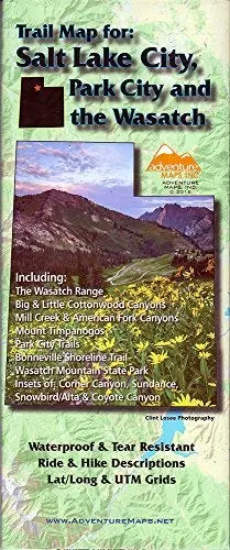 Salt Lake City,Park City And The Wasatch Trail Map [Map] Adventure Maps And Clint Losee Photography 1