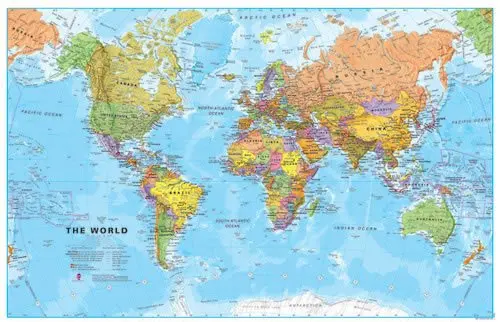Medium World Wall Map (Political) - Laminated 1