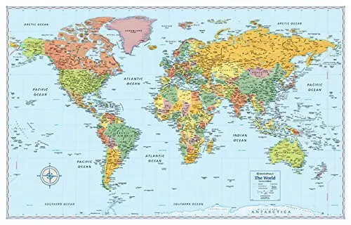Signature World Wall Map ? Paper Rolled (Blue) 1