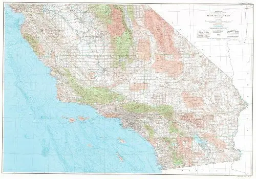 State Of California Base Map With Highways And Contours (South Half) (Tca0335) [Map] U.S. Geological Survey 1