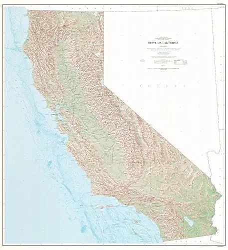 State Of California Base Map Shaded Relief [Map] U.S. Geological Survey 1