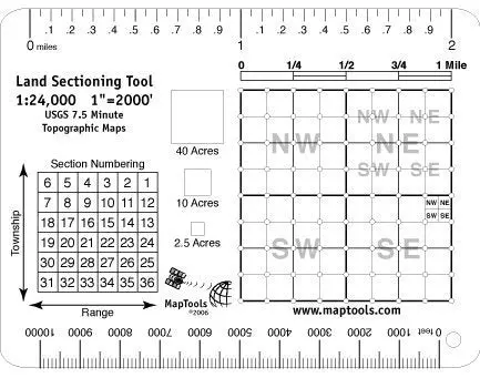 Land Sectioning Tool For 1:24,000 Scale Maps (Collectible - Like New) 1